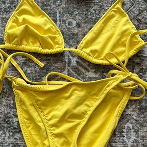 Becca by Rebecca Virtue XS yellow string bikini